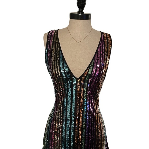 Halogen X Atlantic-Pacific Gold Pink Broadway Stripe Dress - Picture 6 of 11